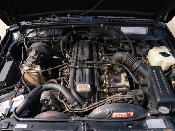 Close-up of a car engine bay.