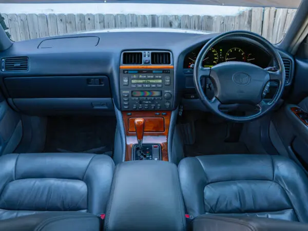 Toyota Celsior interior dashboard view.